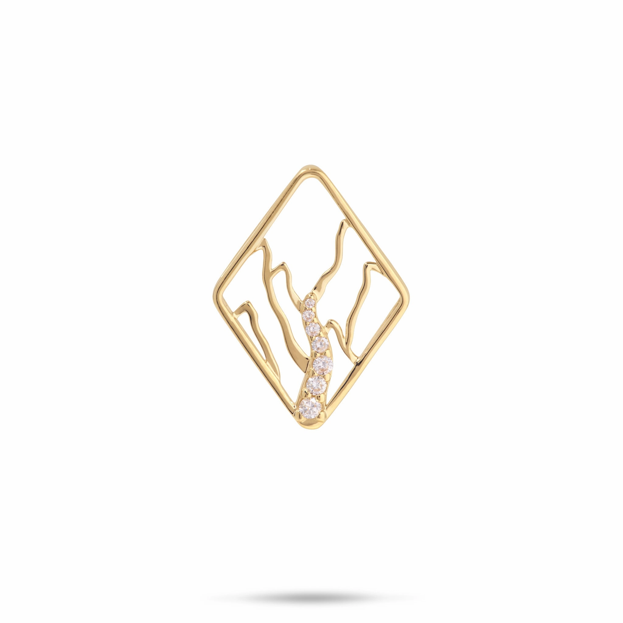 Ko?olau Waterfall Pendant in Gold with Diamonds - 22mm Glow Layer