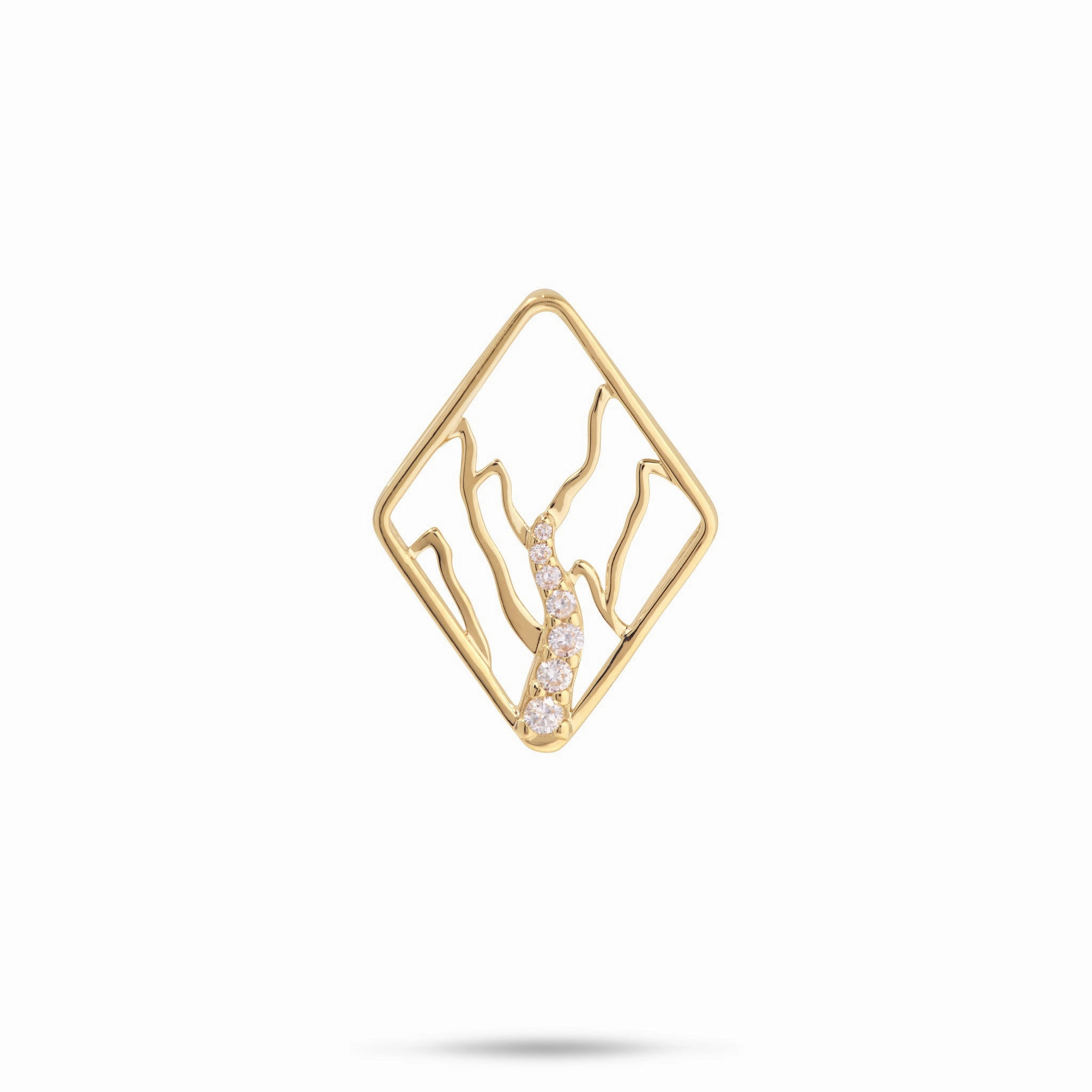 Shining Look Sparkle Ready Ko?olau Waterfall Pendant in Gold with Diamonds - 22mm
