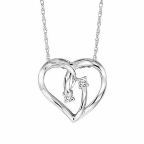 Minimal Glow Night Appeal Sterling Silver Twogether Two-Stone Diamond Heart Necklace