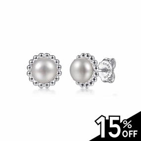 925 Sterling Silver Bujukan Pearl Stud Earrings Shiny Creations Evening Look