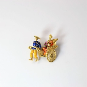Enameled Rickshaw Brooch | Opulent Edge