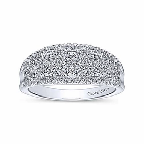 Curved Fashion Diamond Ring .80 Cttw 14K White Gold Simple Ornament