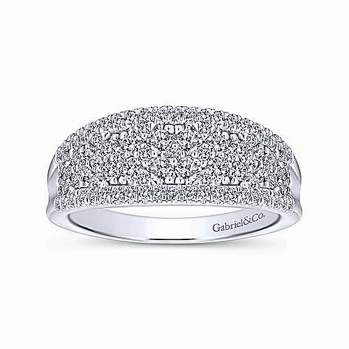 Curved Fashion Diamond Ring .80 Cttw 14K White Gold Forward Thinking Collectible Jewelry