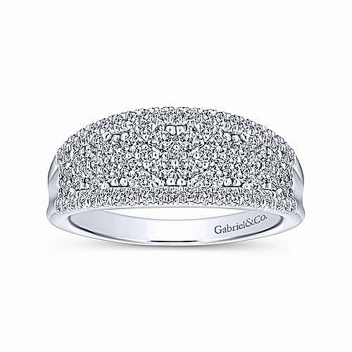 Budget Design Curved Fashion Diamond Ring .80 Cttw 14K White Gold