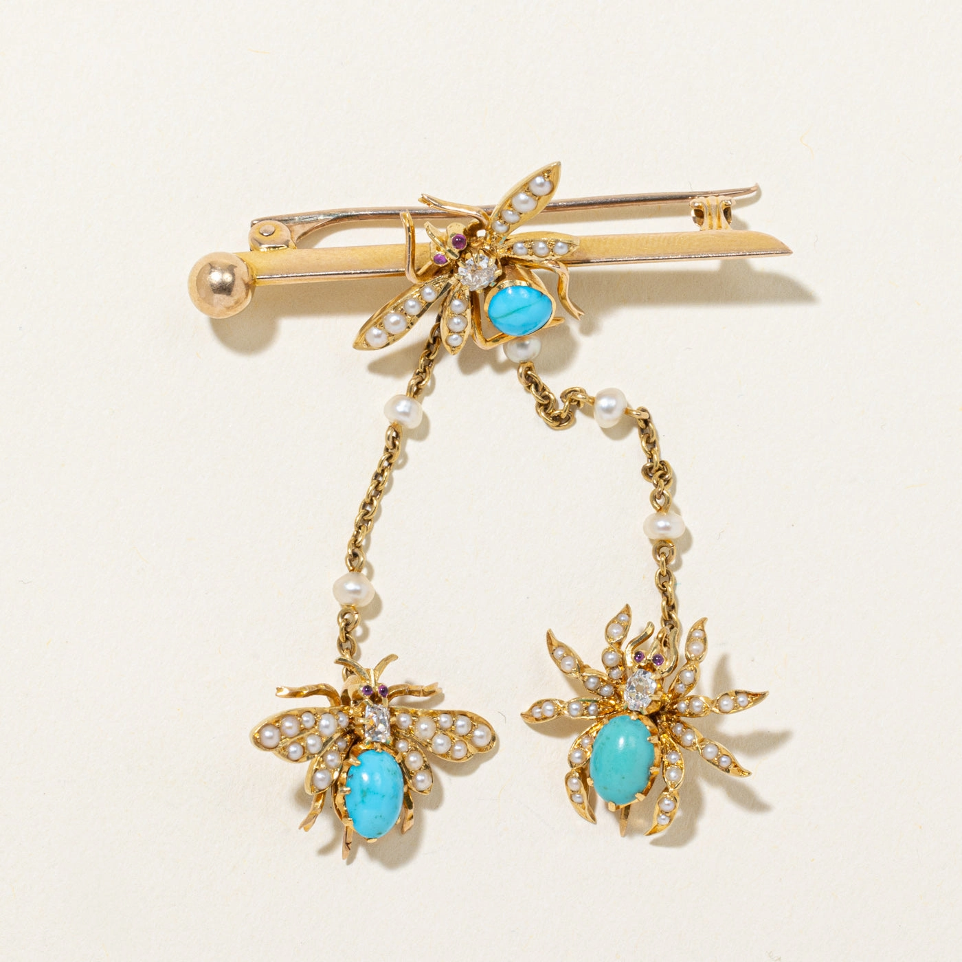 Antique Multi Gemstone Insect Motif Brooch | 2.21ctw Perfect Fit premium design