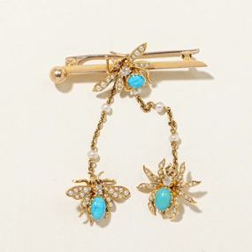 Antique Multi Gemstone Insect Motif Brooch | 2.21ctw Perfect Fit premium design