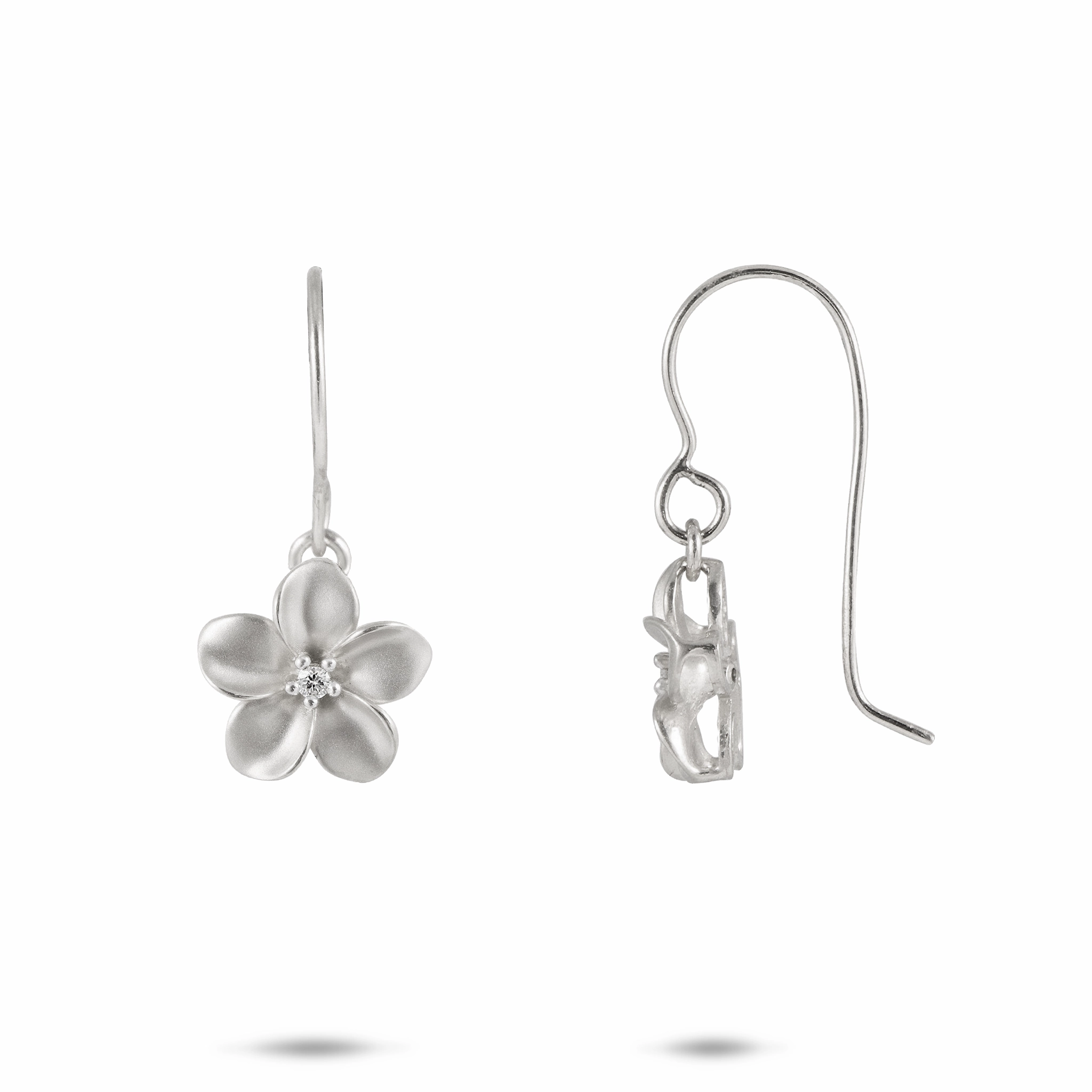 Gift Choice Plumeria Earrings in White Gold with Diamonds  - 11mm