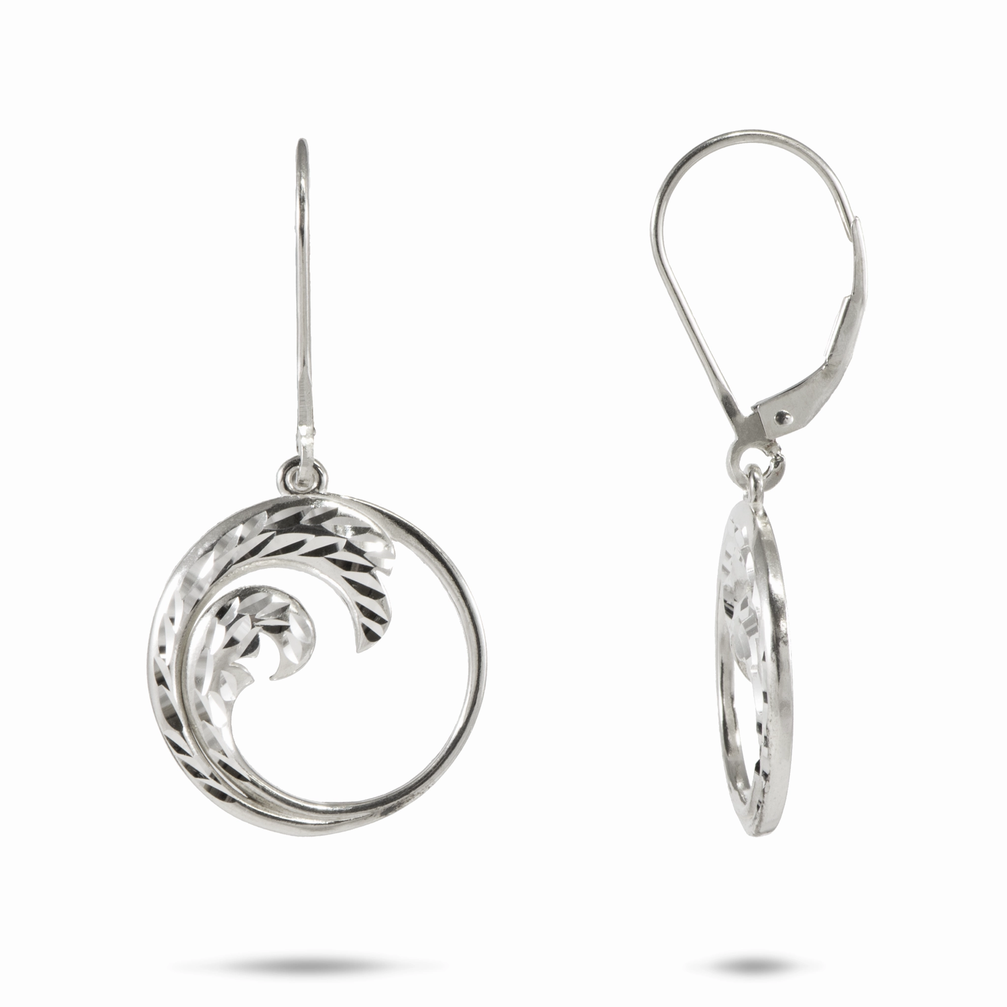 Valentine Token Sleek Texture Nalu Earrings in Sterling Silver - 18mm