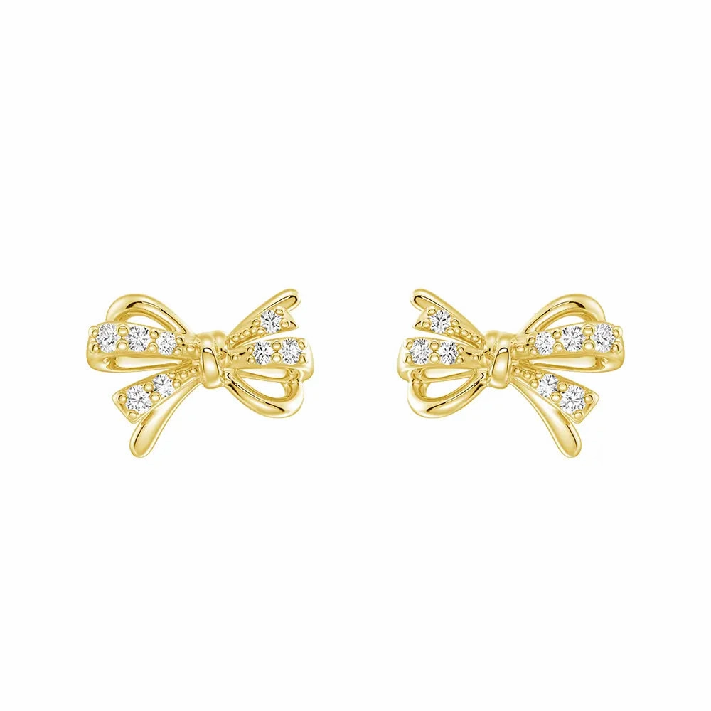 Filigree Bow Edge Moissanite Diamond  Stud Earrings Seasonal Shine Dazzling Glow