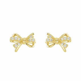 Filigree Bow Edge Moissanite Diamond  Stud Earrings Seasonal Shine Dazzling Glow