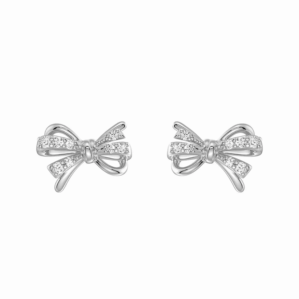 Filigree Bow Edge Moissanite Diamond  Stud Earrings Day To Night Fashionable Detail