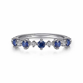 Sapphire Diamond Ring .08 Cttw 14K White Gold Traditional Product Comfort Fit