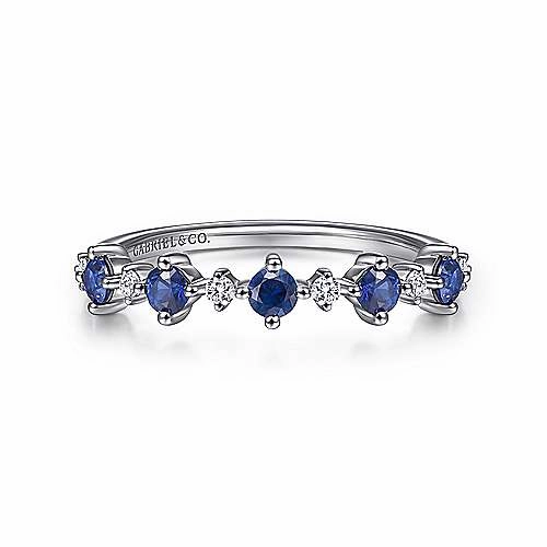 Sapphire Diamond Ring .08 Cttw 14K White Gold Single Item Simple Insignia