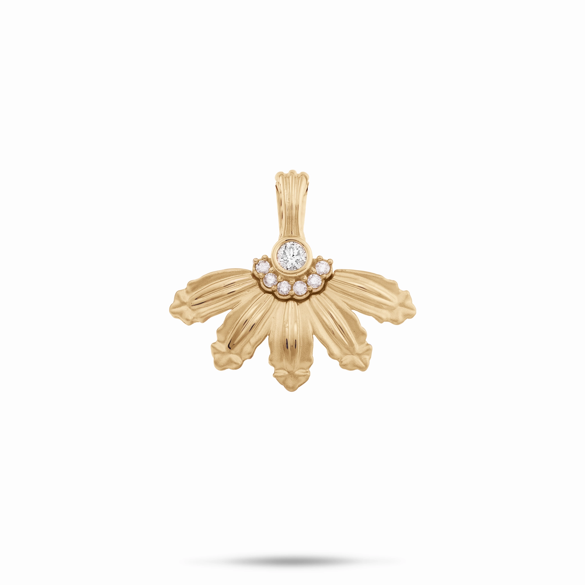 Mountain Naupaka Pendant in Gold with Diamonds - 28mm Polished Jewelry Style Focus