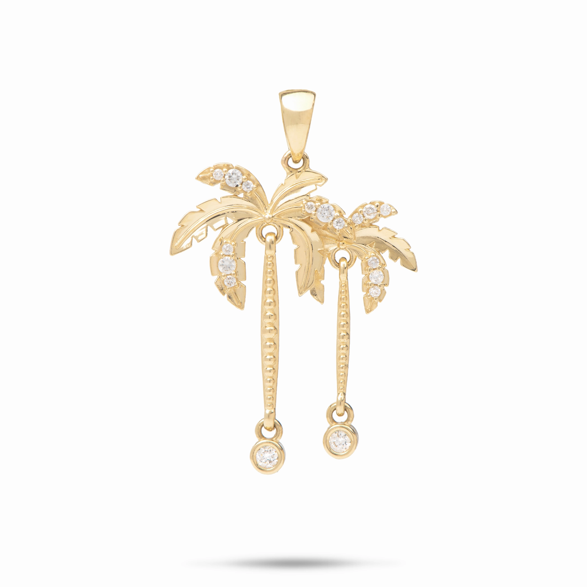 Paradise Palms - Palm Tree Pendant in Gold with Diamonds - 28mm Elegant Style