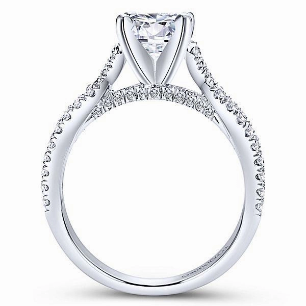 square shape Hypoallergenic Gift Crossover Diamond Ring .54 Cttw 14K White Gold 390A