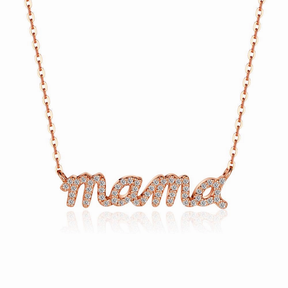 "MAMA" Moissanite Diamond Pave Necklace Pendant High-End Quality