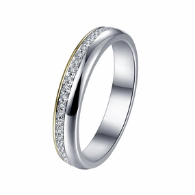 Couples Engagement Ring Band Set | S925 | Moissanite Simple Edge Timeless Accent