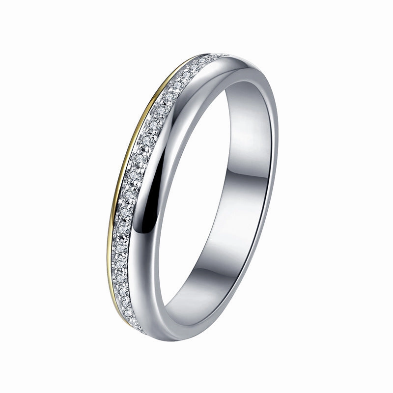 Monochrome Look Graceful Look Couples Engagement Ring Band Set | S925 | Moissanite