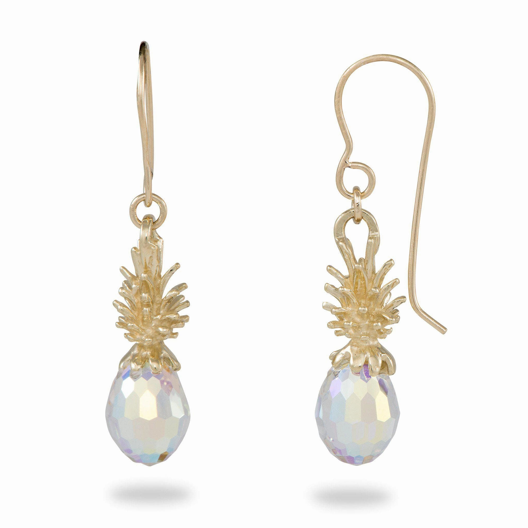 Crystal Pineapple Dangle Earrings in Gold - Small Unique Features