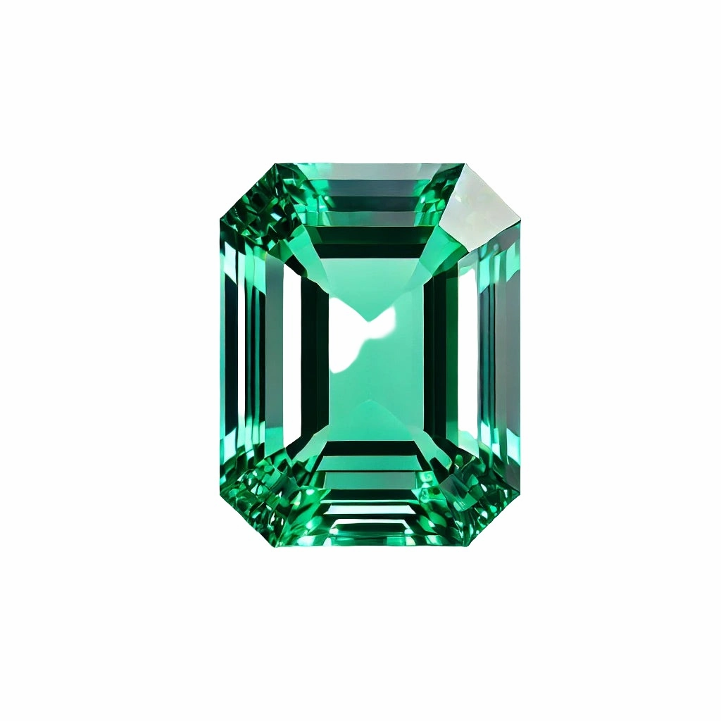 Smooth Curve Artisan Piece Lab-Grown Emerald Cut Emerald Loose Stone - Vibrant Green Gemstone for Jewelry