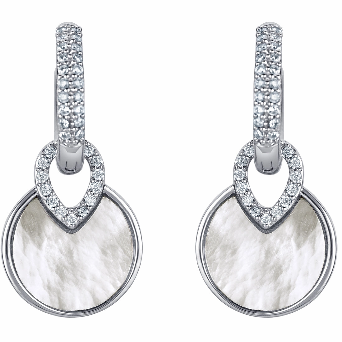 Sterling Silver Mother of Pearl Floating Drop Earrings Iconic Style