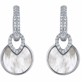 Sterling Silver Mother of Pearl Floating Drop Earrings Iconic Style