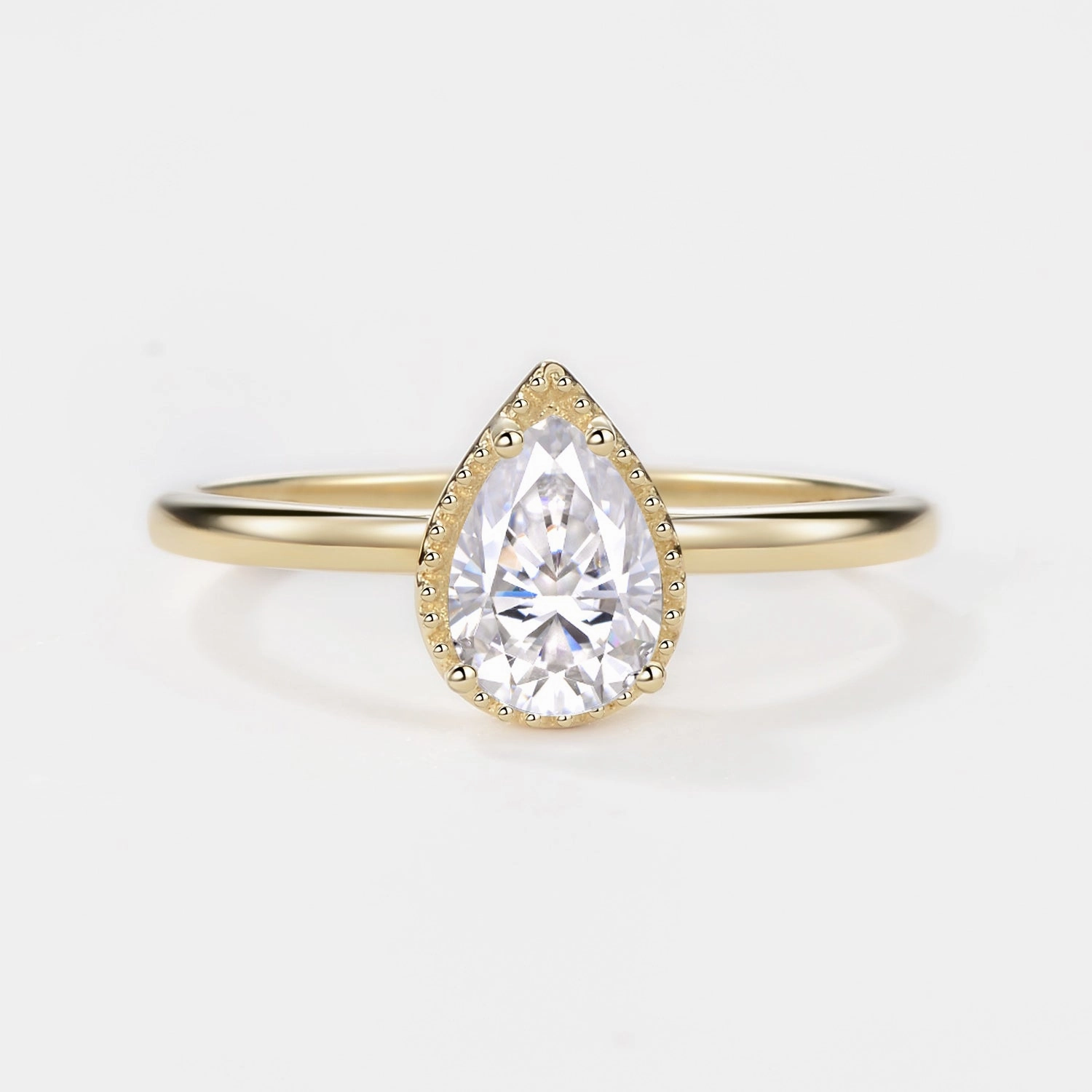 Pear Moissanite Milgrain Antique Engagement Ring Urban Style
