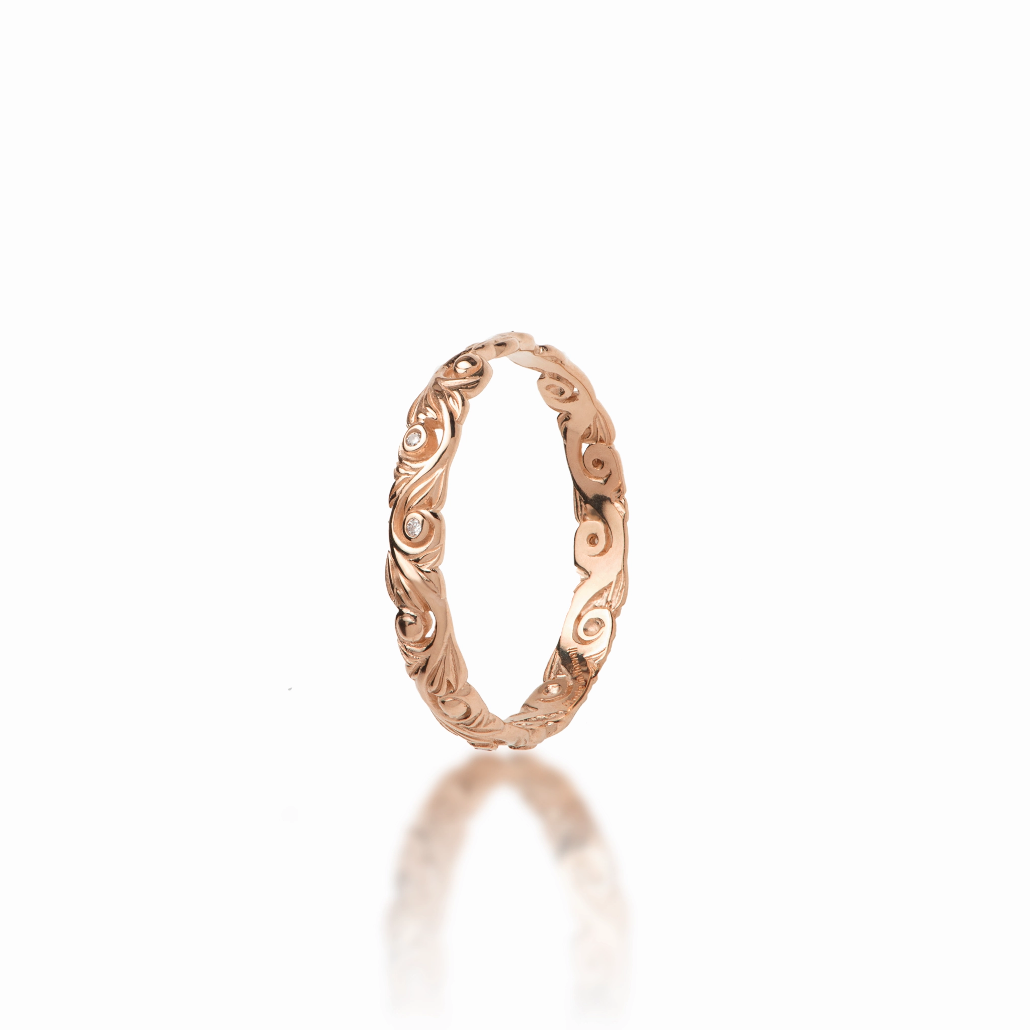 Fashionable Style Living Heirloom Ring in Rose Gold with Diamonds - 3mm