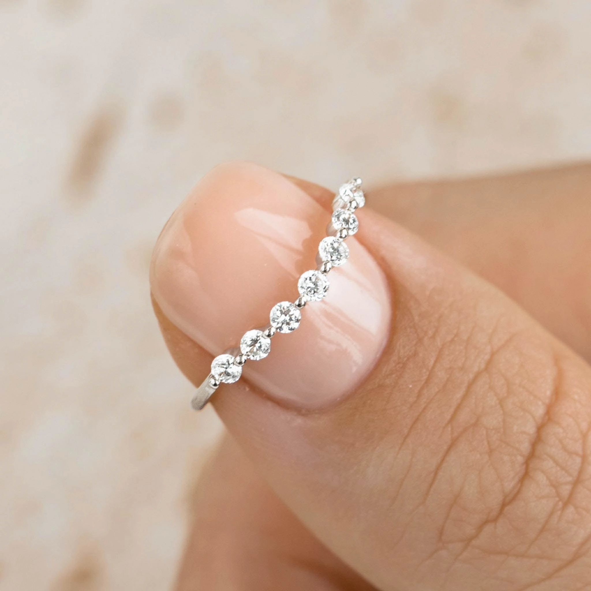 Curved Diamond Ring White Gold - Isla Sophisticated piece