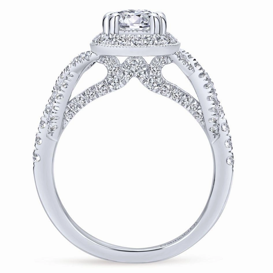 Exquisite Statement Chic Accent Cushion Shaped Crossover Shank Diamond Ring .67 Cttw 362A