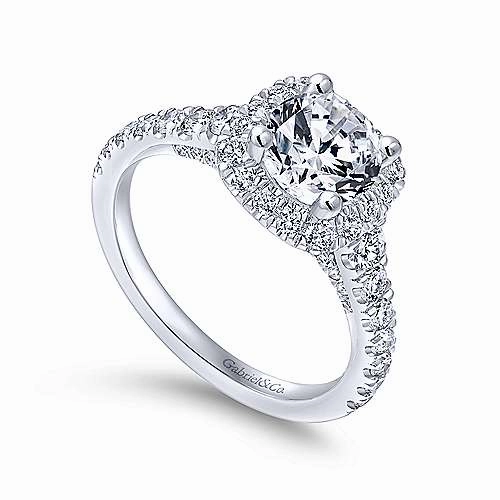 Cushion Shaped Halo Diamond Ring With Tapered Shank 479A Meaningful Craft