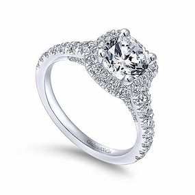 Cushion Shaped Halo Diamond Ring With Tapered Shank 479A Everyday Choice