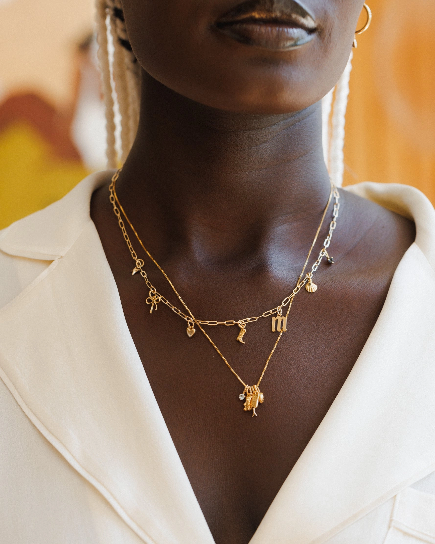 Textured Highlight Glittering Details Custom Charm Necklace