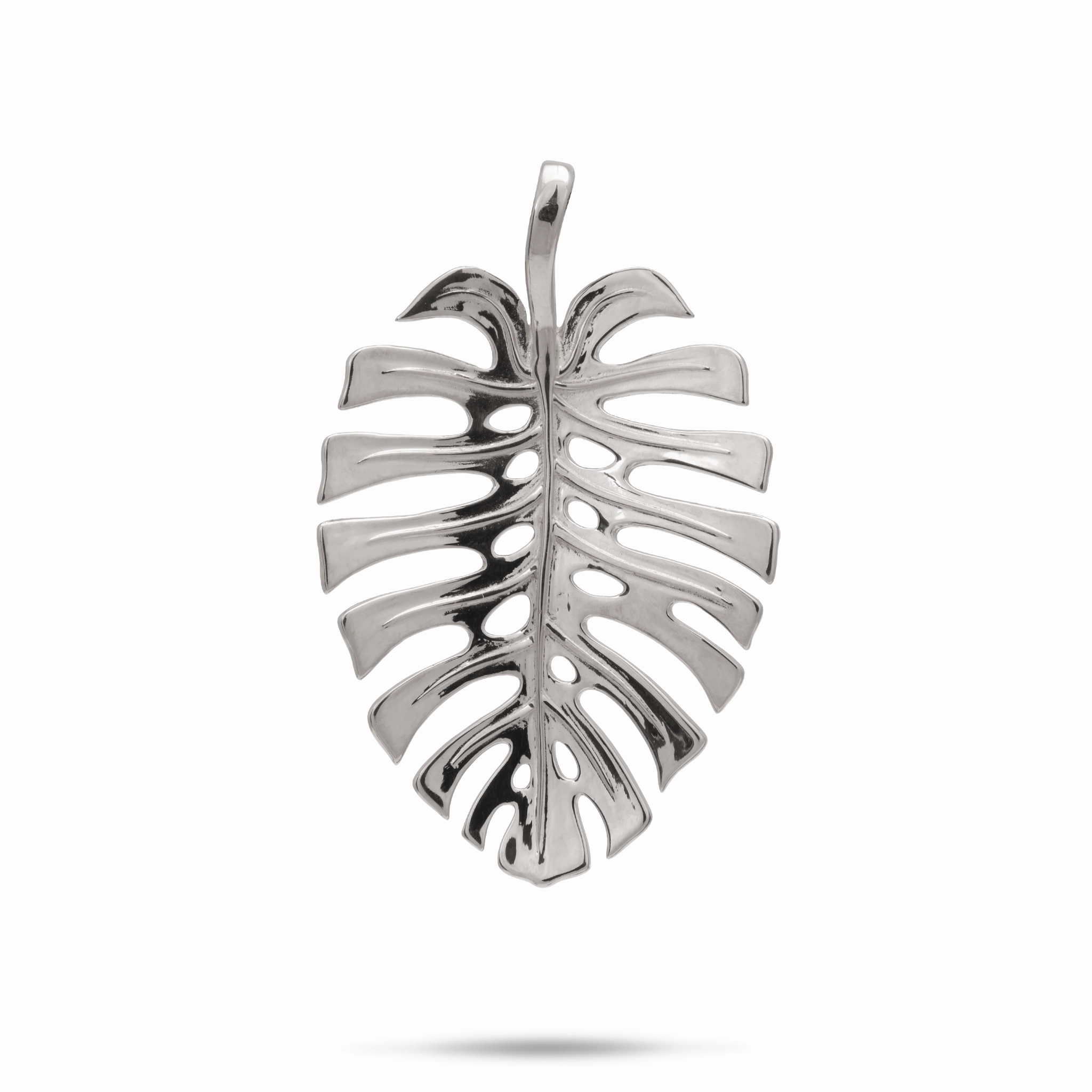 Timeless Contour Monstera Pendant in White Gold - 30mm