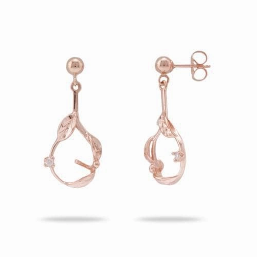 Pick A Pearl Maile Earrings Mountings in Rose Gold with Diamonds Romantic Edge