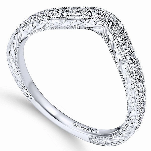 Bead Set Contoured Engraved Shank Diamond Band .19 Cttw 217B Value Work Perfect Accent