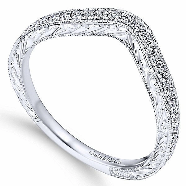 Bead Set Contoured Engraved Shank Diamond Band .19 Cttw 217B Luxury Simplicity Translucent Material
