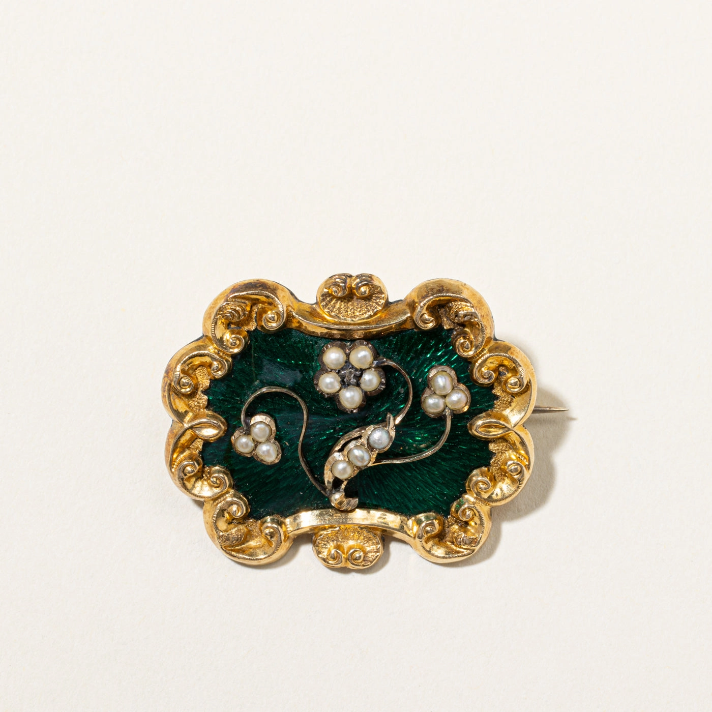 Timeless Gem Victorian Mourning Hair Pearl & Diamond Brooch | 0.05ctw