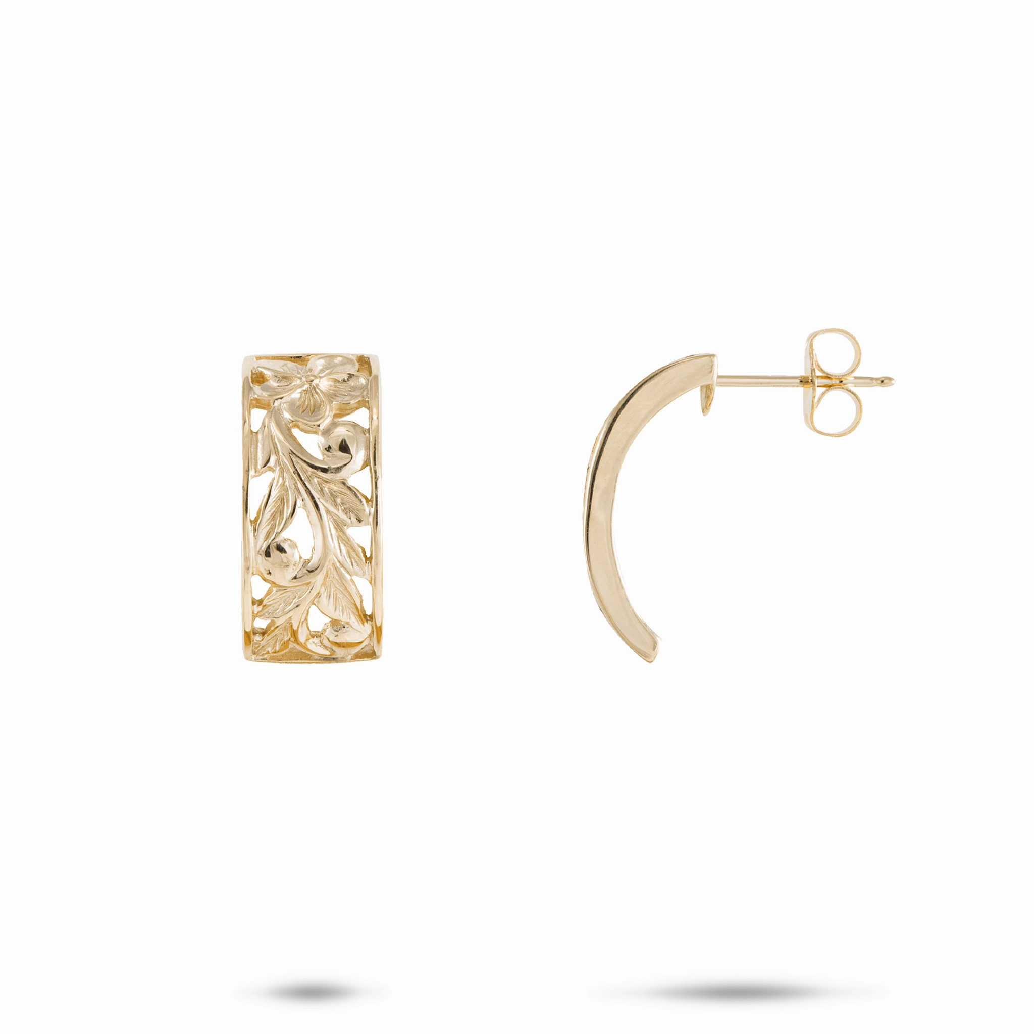 Hawaiian Heirloom Plumeria Hoop Earrings in Gold - 16mm Minimal Glow