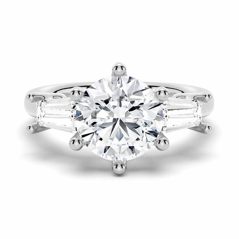 Bold Design Tapered Baguette 1 Carat Three Stone Promise Ring [Final Sale Ships within 24 hrs]