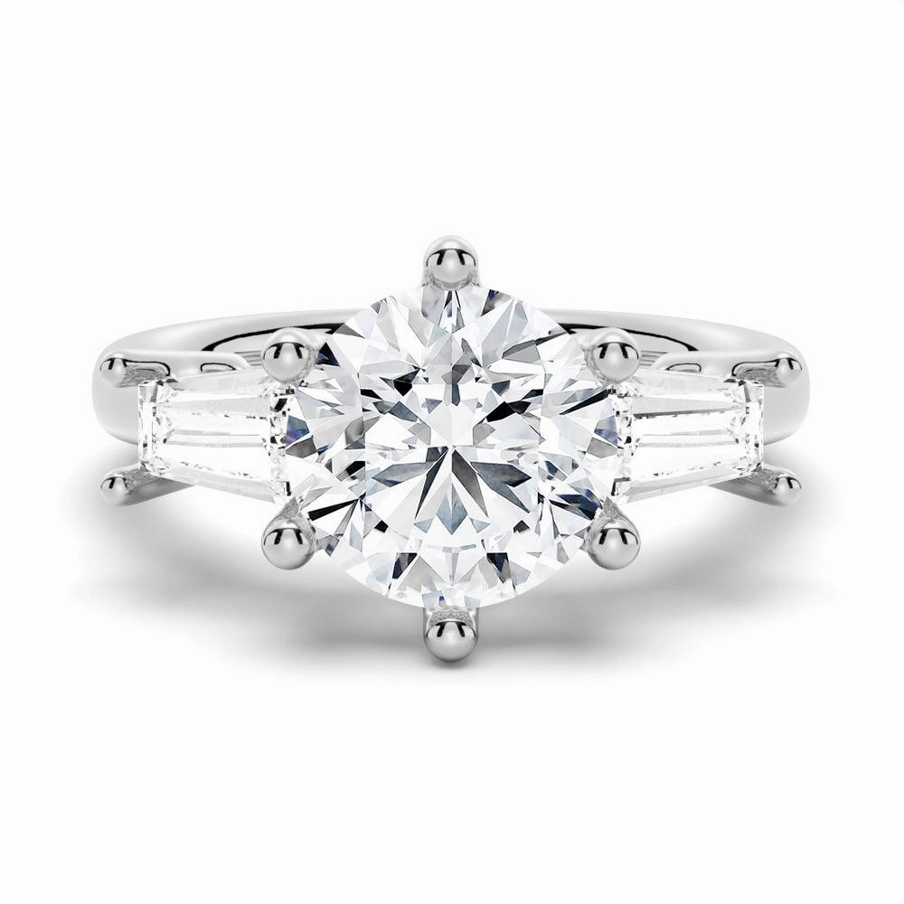 Sleek Detail Stylish Contour Tapered Baguette 1 Carat Three Stone Promise Ring [Final Sale Ships within 24 hrs]