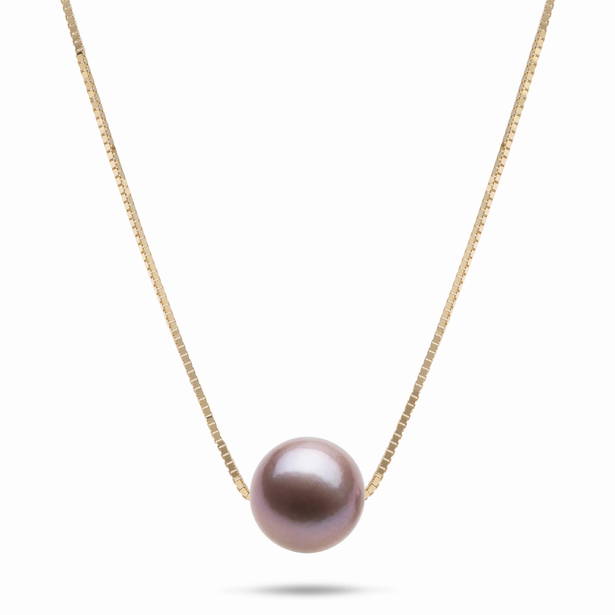 Distinct Accent 16-18" Adjustable Freshwater Lilac Pearl Necklace in Gold - 9-10mm