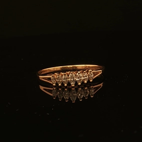 Estate 14K Yellow Gold 7-Stone Marquise Diamond Anniversary Band Stylish pieces Evening Shine