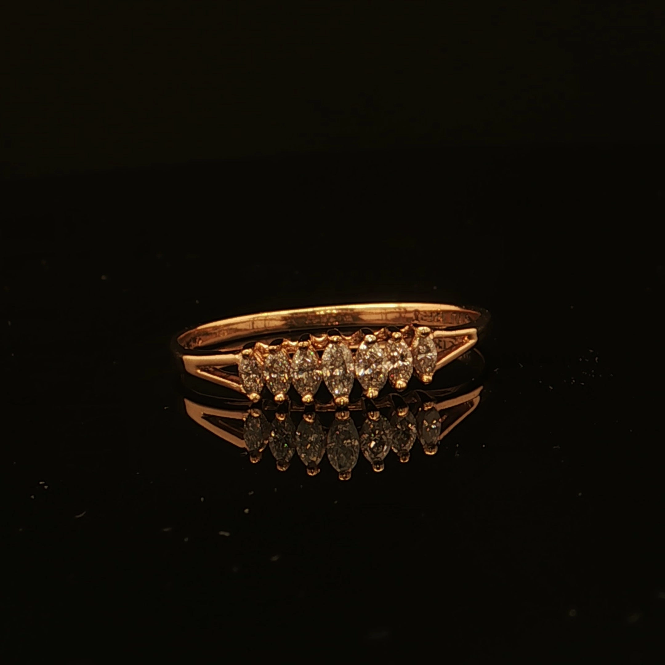 Estate 14K Yellow Gold 7-Stone Marquise Diamond Anniversary Band Stylish pieces Evening Shine