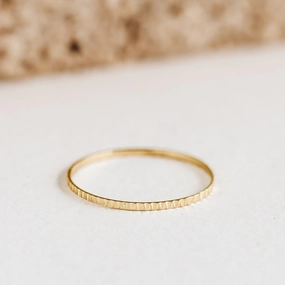 14k Gold Textured Ring - Cora Handcrafted Glam Inspired Accent