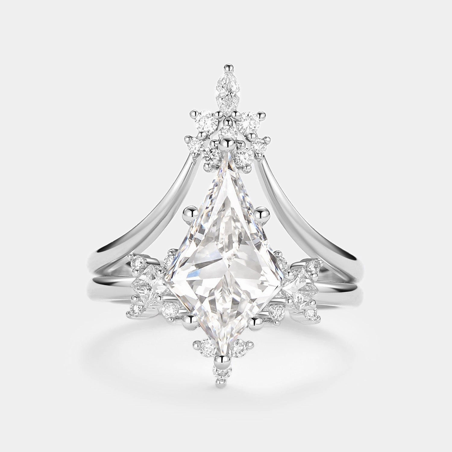 Kite Lab Grown Diamond Minimalist Engagement Ring Set 2pcs - Audrey Custom Shine