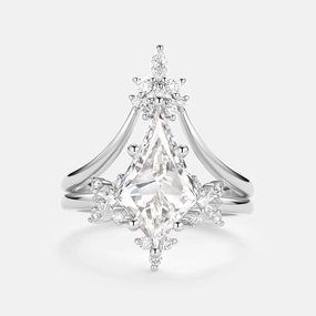 Kite Lab Grown Diamond Minimalist Engagement Ring Set 2pcs - Audrey Custom Shine