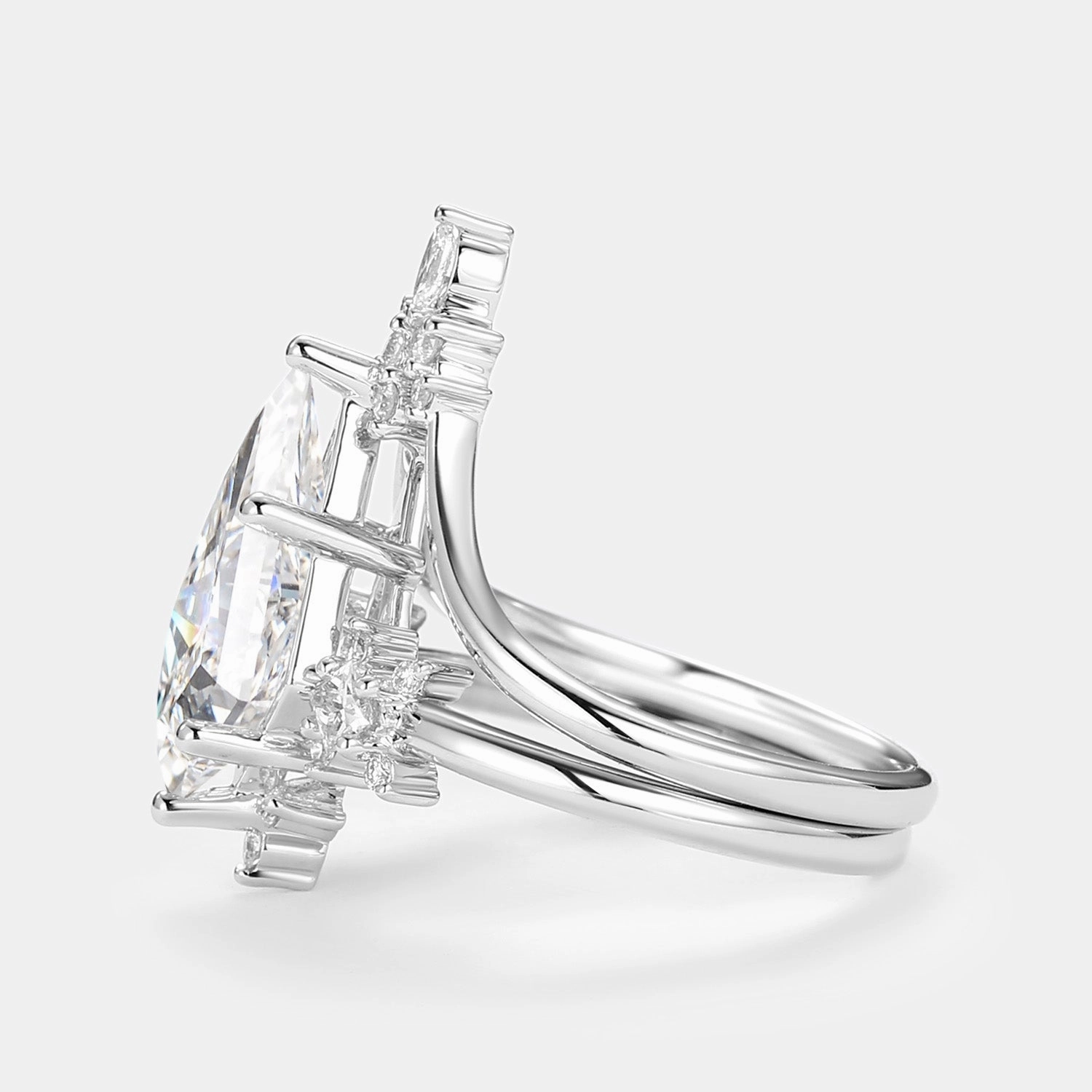 Kite Lab Grown Diamond Minimalist Engagement Ring Set 2pcs - Audrey Trend Style