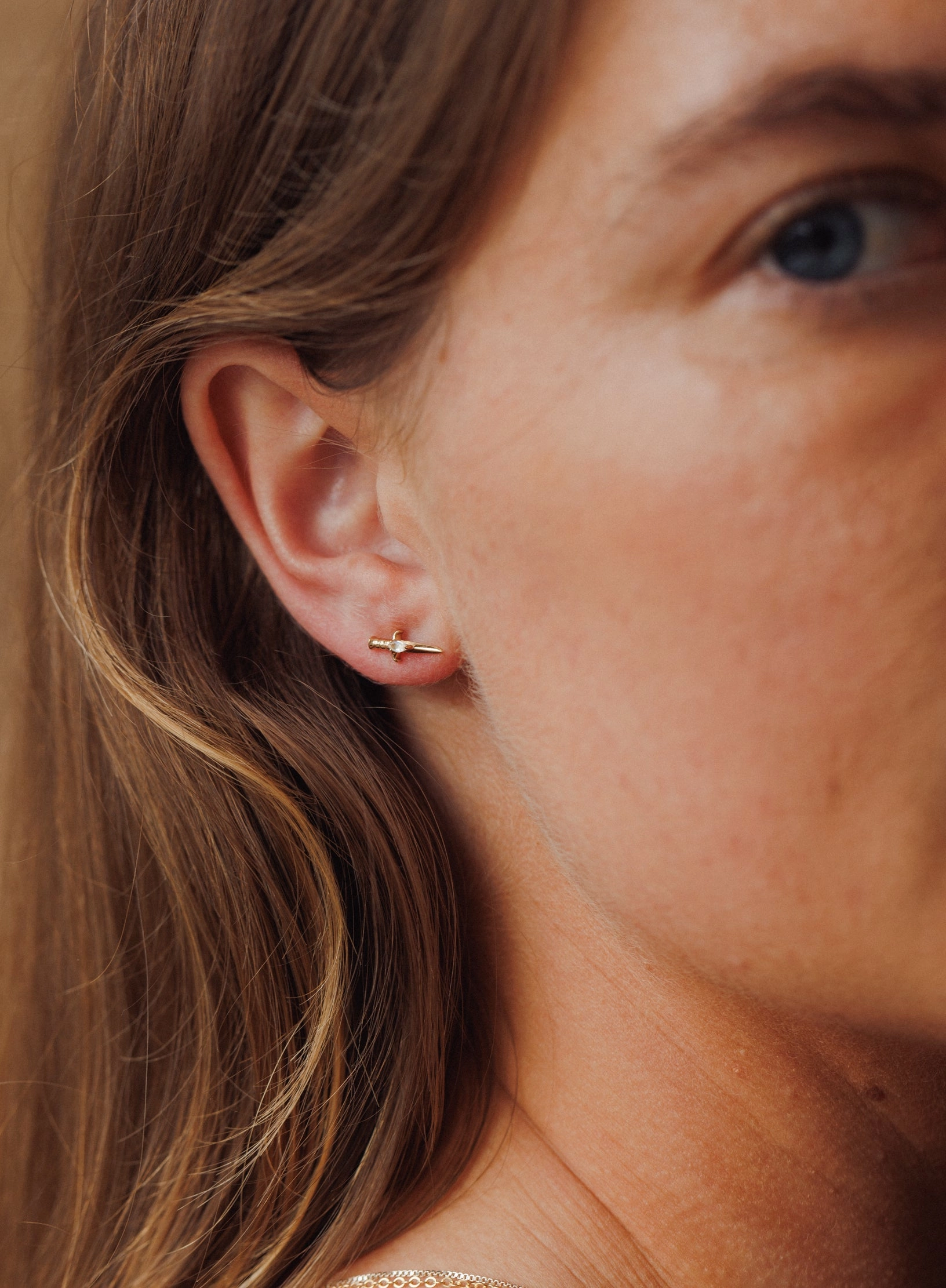 Glistening Glow Moonstone Dagger Studs